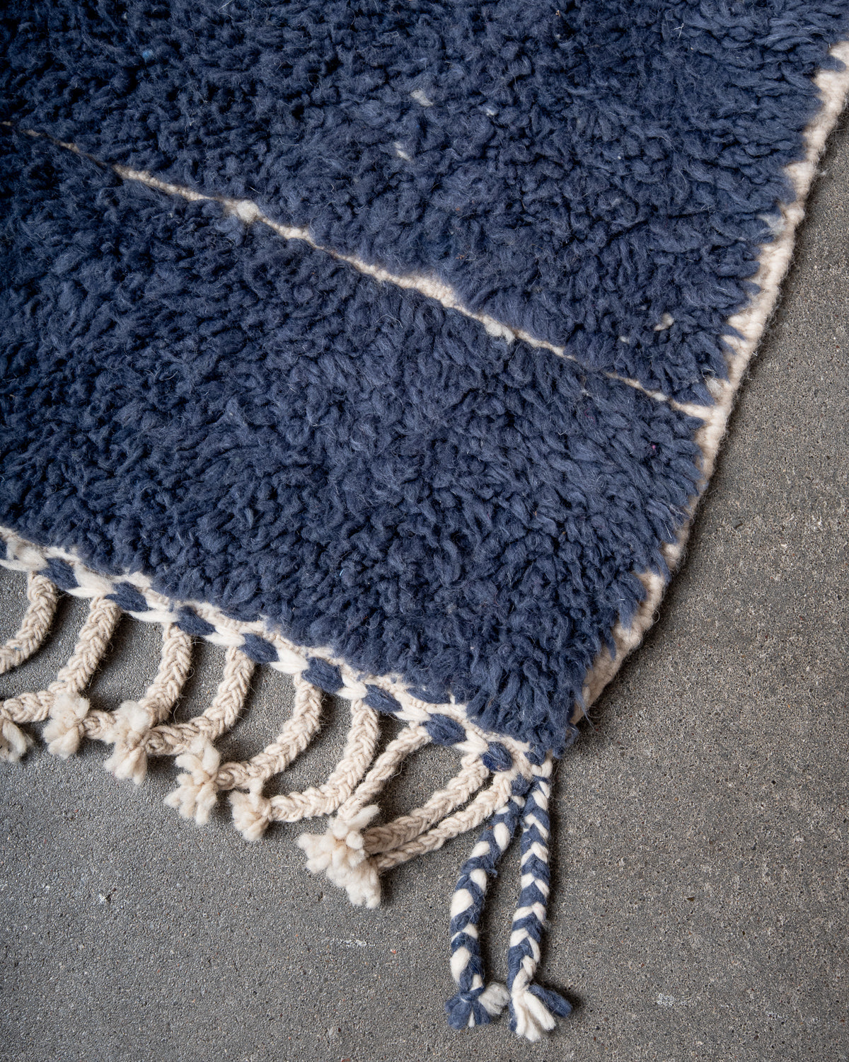 Modern, designer, handcrafted Berber rug from Morocco. Beniourain carpet with beautiful colours and patterns and fluffy wool texture.